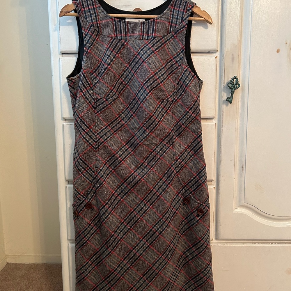 Vintage Esprit Gray and Red Plaid jumper dress
